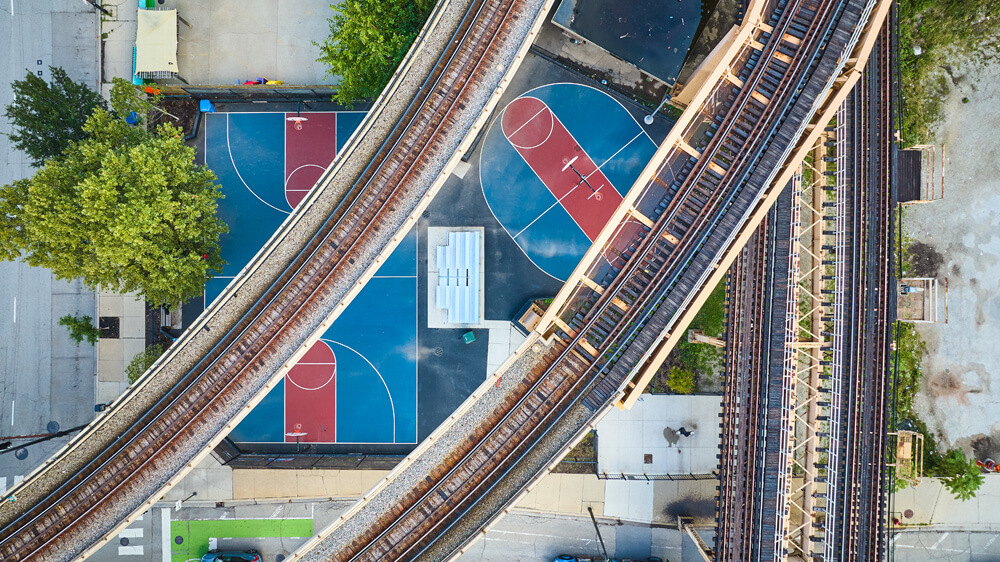 Train Tracks and Basketball - Chicago, IL