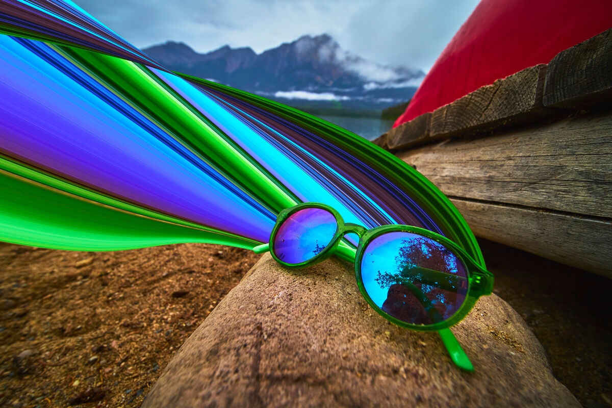 Sunglasses at Jasper Pyramid Lake Pixel Stretch