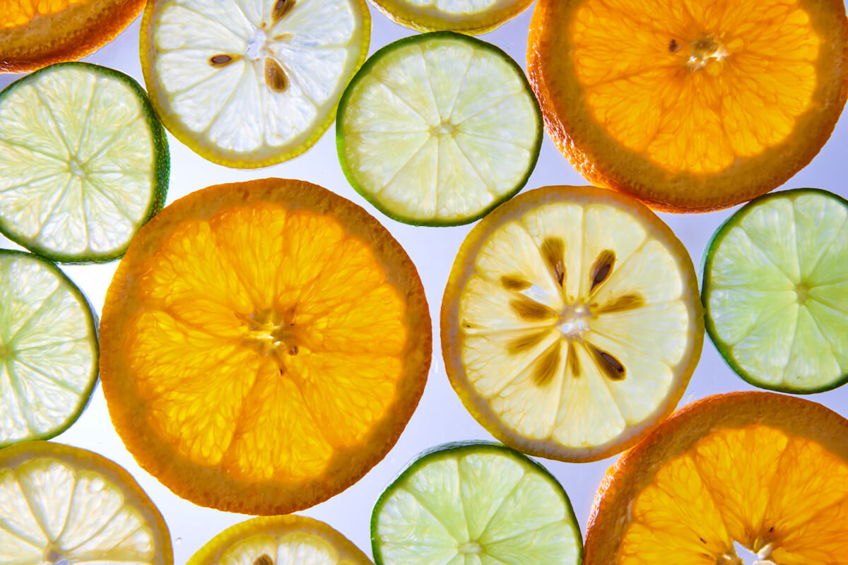 Backlite on lemons, limes, and oranges