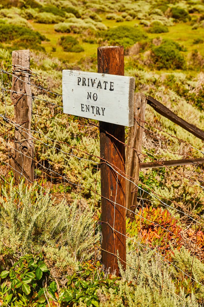 Private Sign near coast
