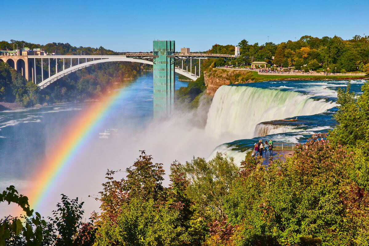 American view of American Falls with Rainbow