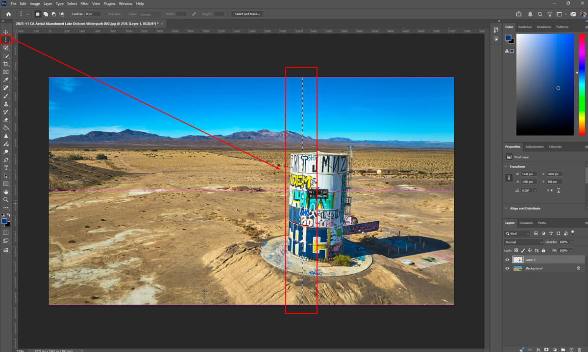 Step 3: Select a Single Row or Column of Pixels