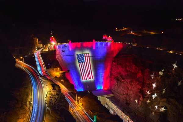 Photographing Hoover Dam's America250 Anniversary Display